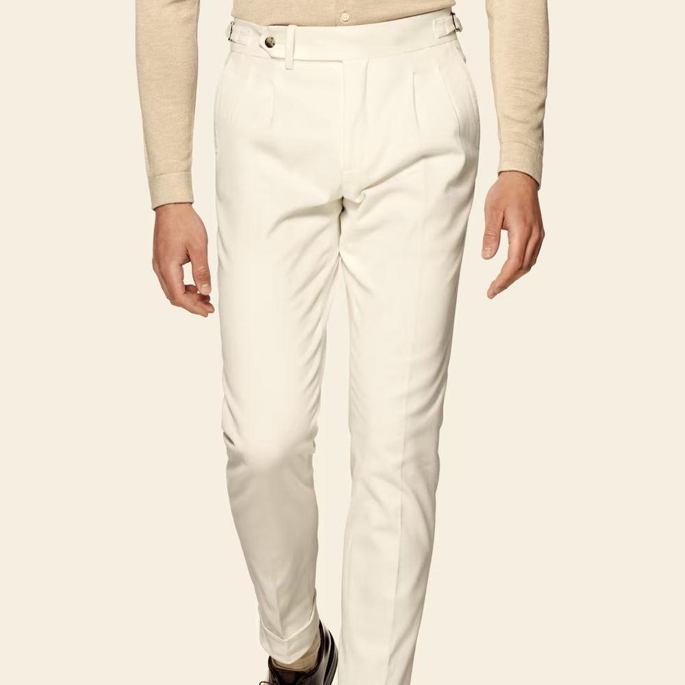 Suit-Supply Off-White Pleated Braddon Trouser NWT